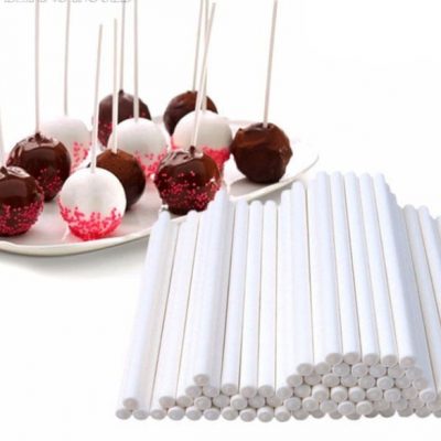 100pcs White Cake Pop Lollipop Baking Sticks - 10cm & 15cm
