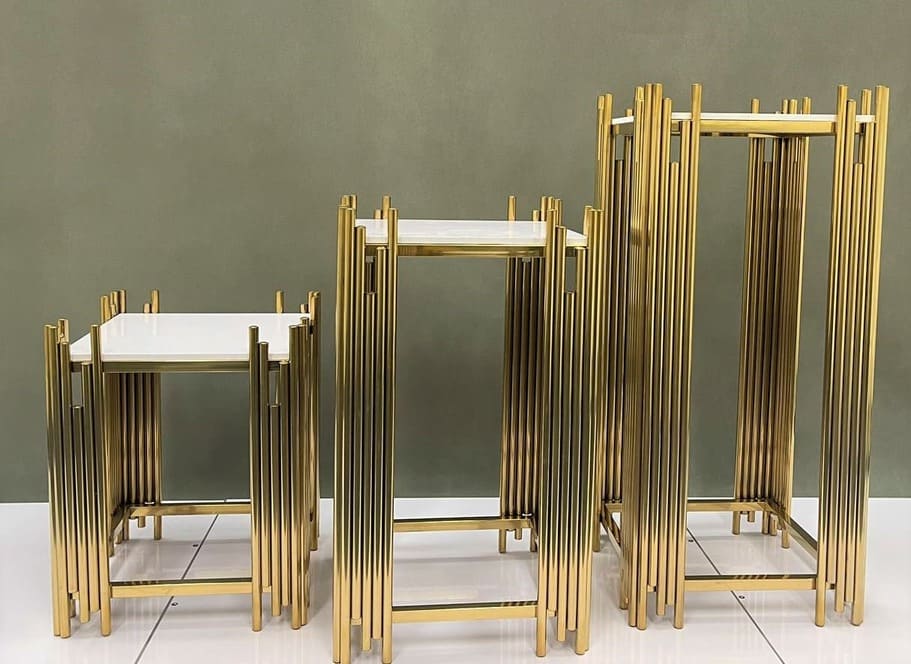 TC-44 Set of 3 Gold Metal Luxury Fancy Table Stand Wedding Venue Décor ...